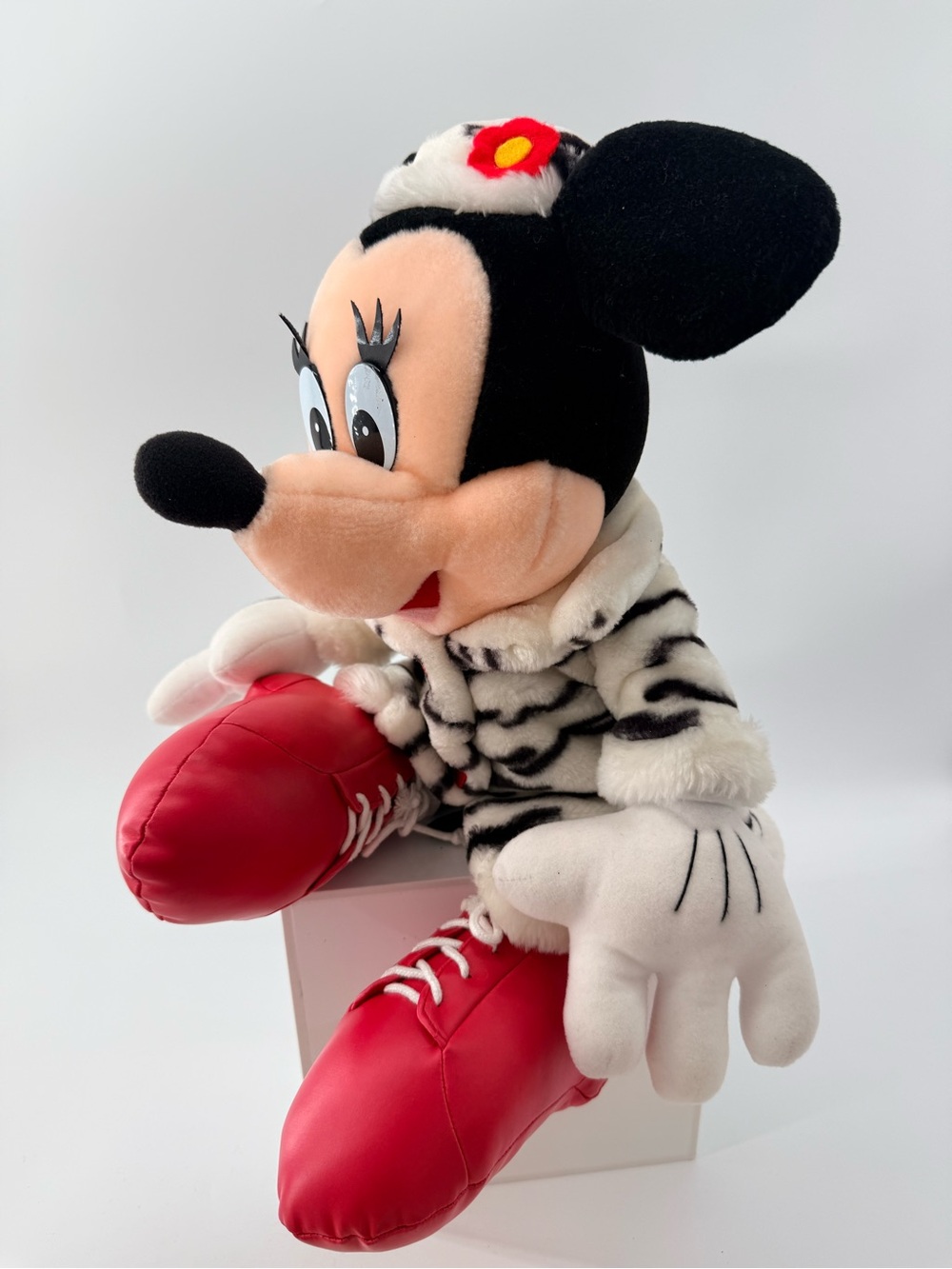 Disney Minnie Mouse Plush in Zebra Coat with Red Shoes